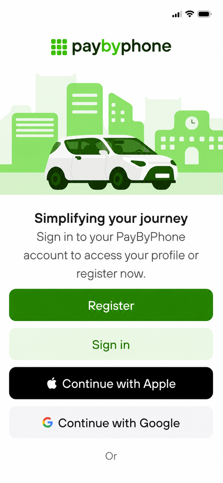 PayByPhone password reset screen